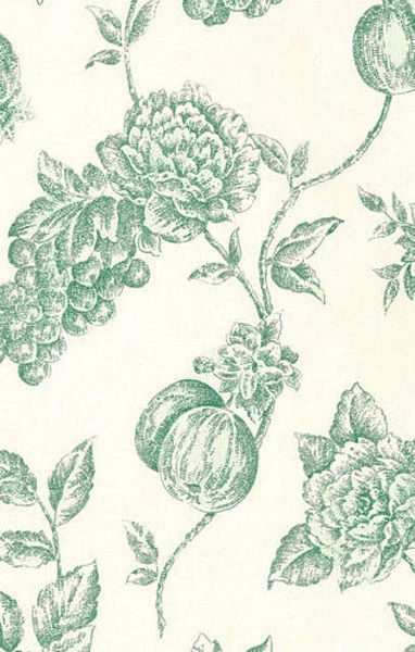 Fruit Floral Green Toile Wallpaper Double Roll Bolts Shipping