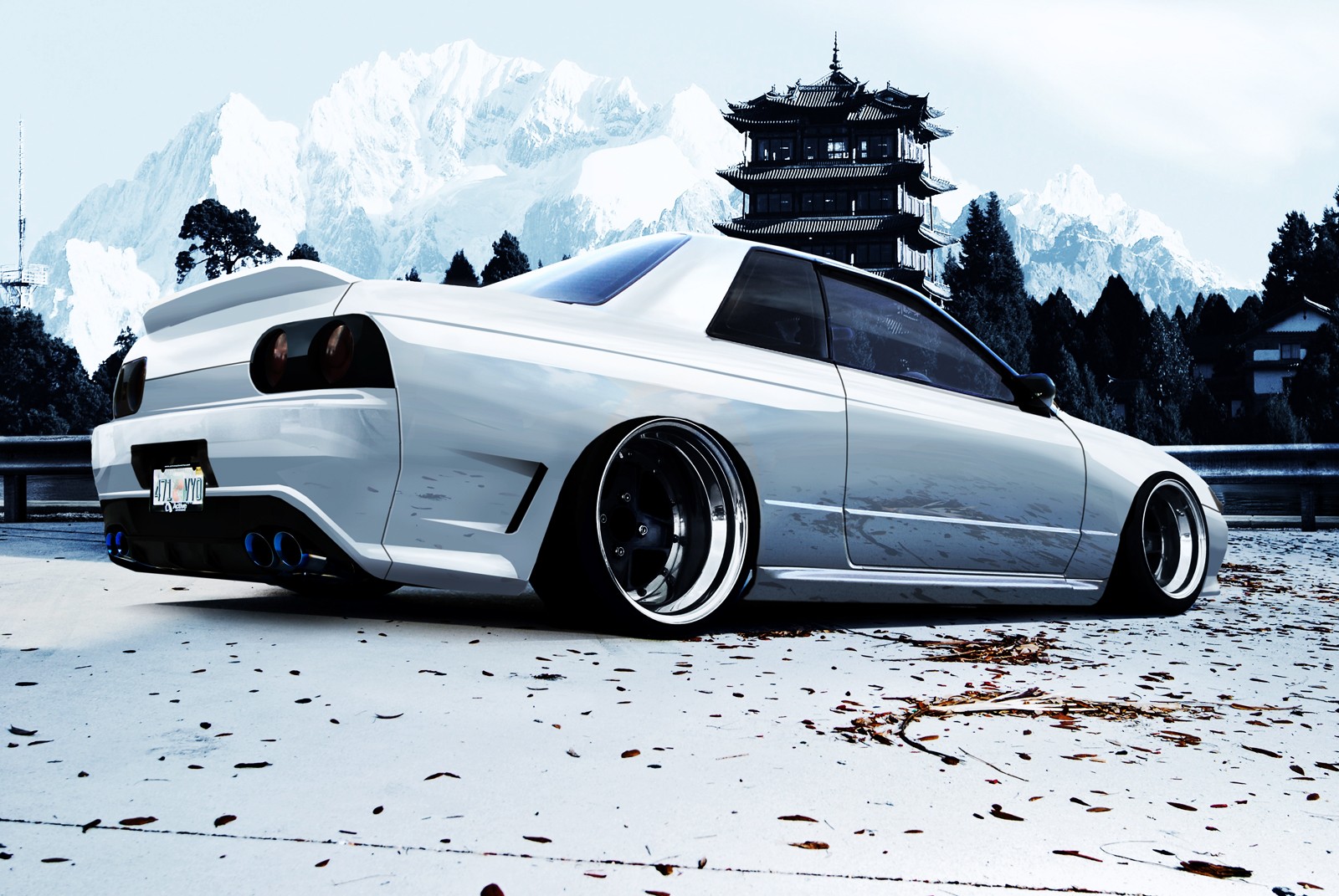 White Cars Engines Nissan Roads Modified Jdm