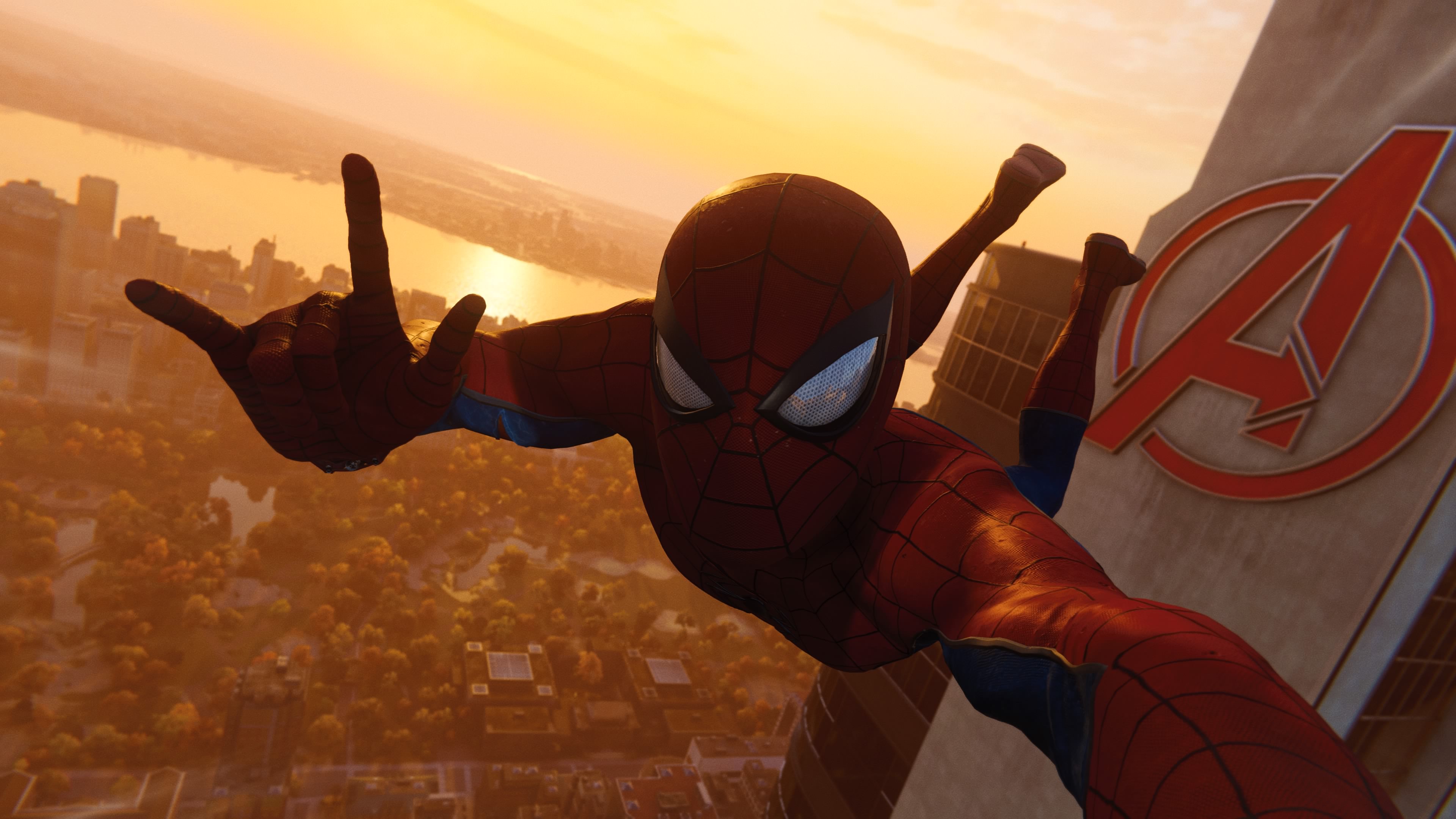 Wallpaper 4k Spiderman Taking Selfie Of Avengers Tower