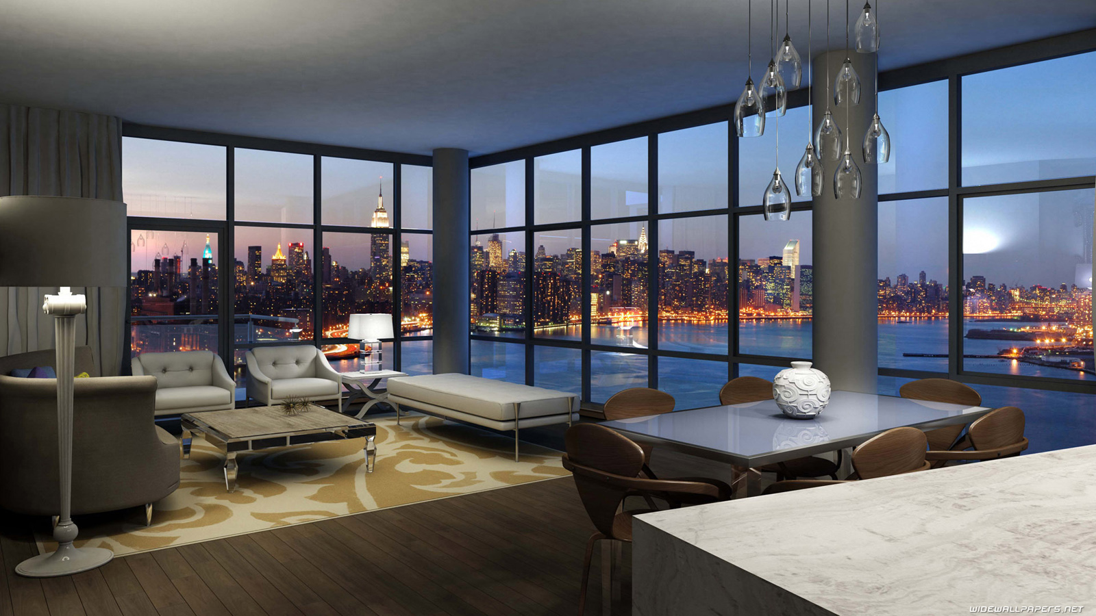 Man Made Room Brooklyn Hudson River Penthouse Wallpaper