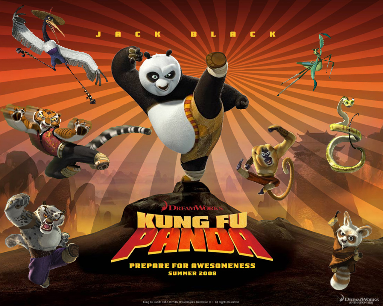 Po And Cast From Kung Fu Panda Movie Desktop Wallpaper