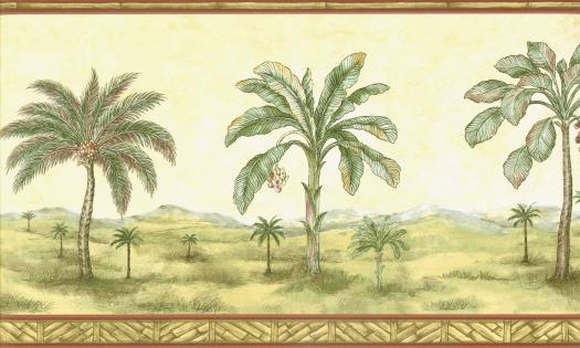 Palm Tree Mural Wallpaper Border