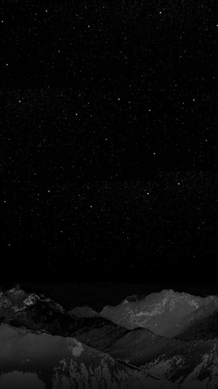 Black Night Stars Winter Mountain Wallpaper iPhone Clean