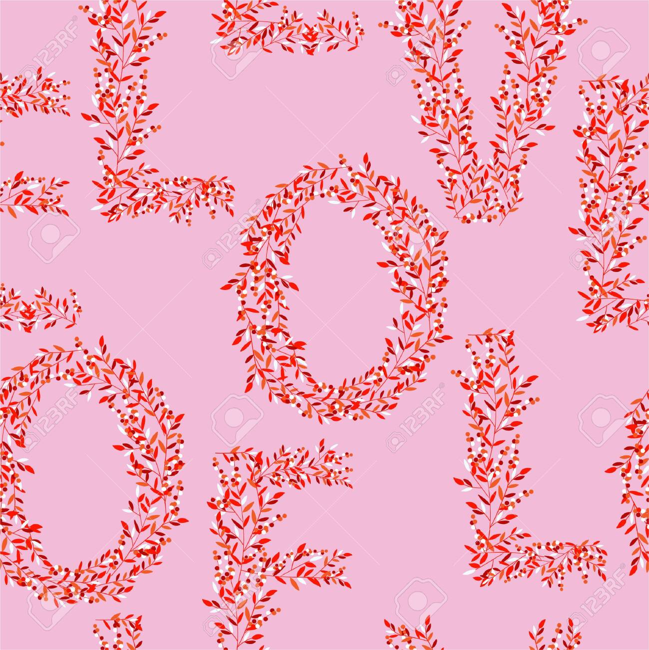 Love From Small Floral Create Letters Typo On Light Pink