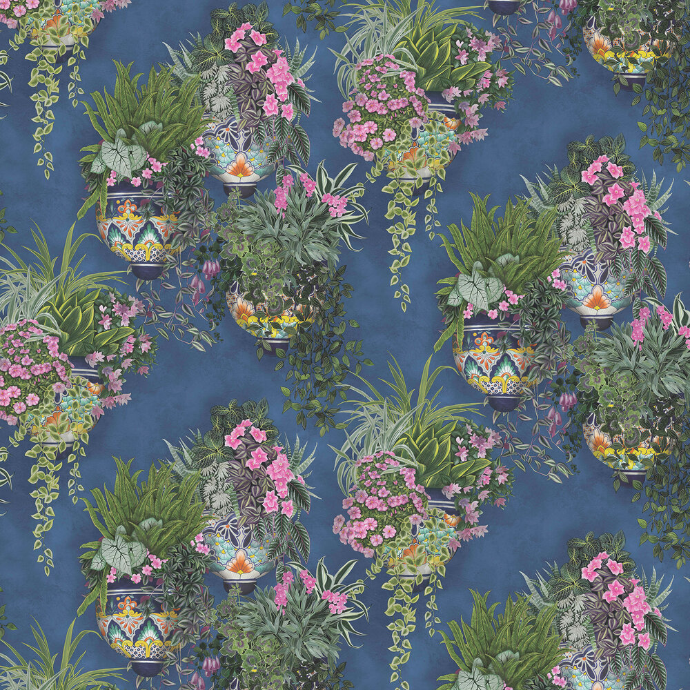Talavera By Cole Son Fuchsia Forest Greens On Cerulean Sky