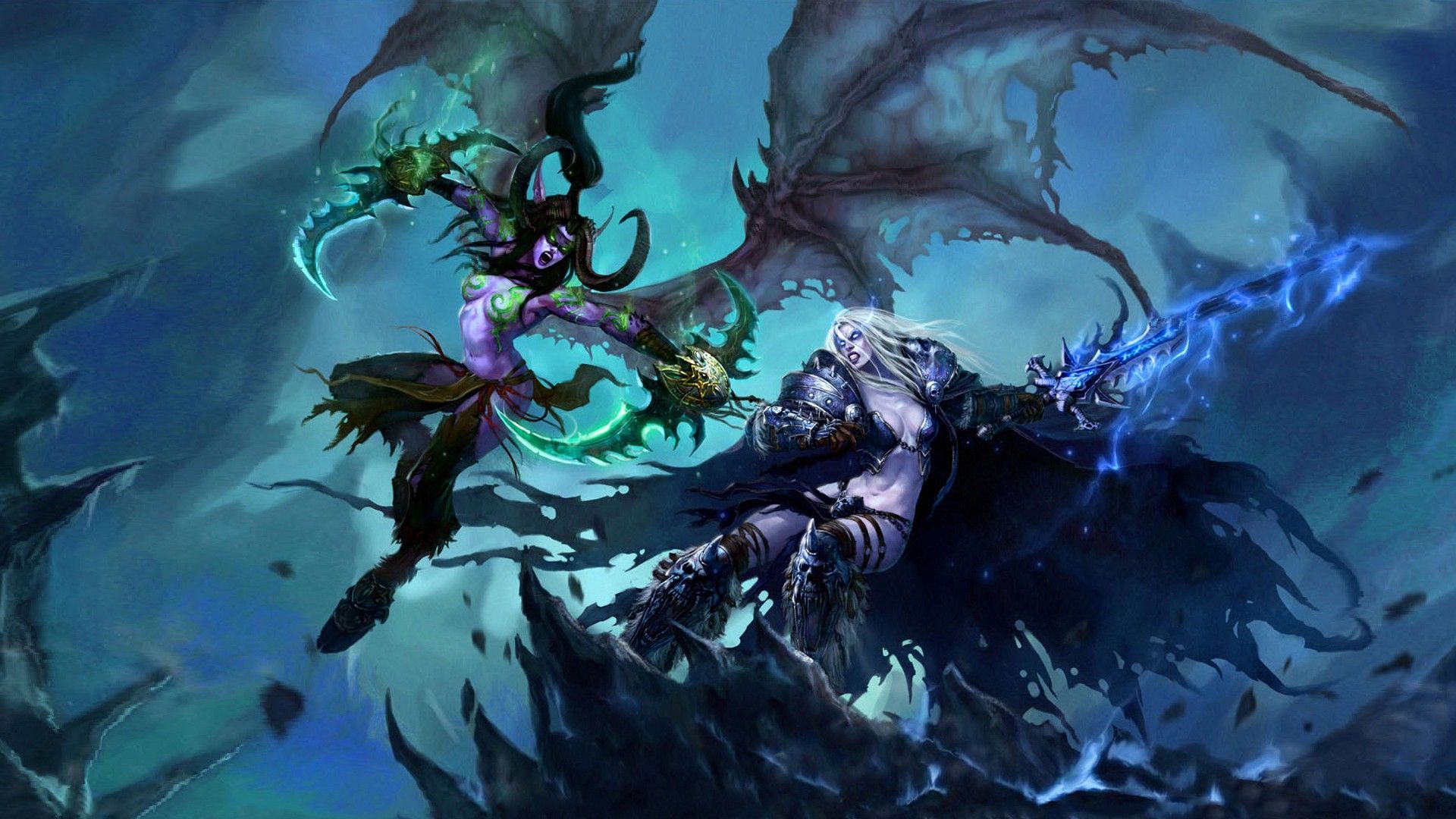 Illidan Vs Sylvanas World Of Warcraft Wallpaper