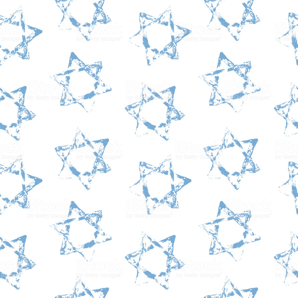 Vector Seamless Pattern With The Blue Star Of David Background For