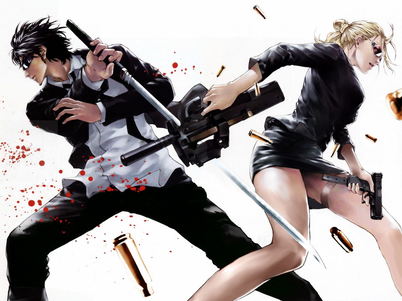 Anime Girl Machine Gun Sword Bullet Desktop Wallpaper