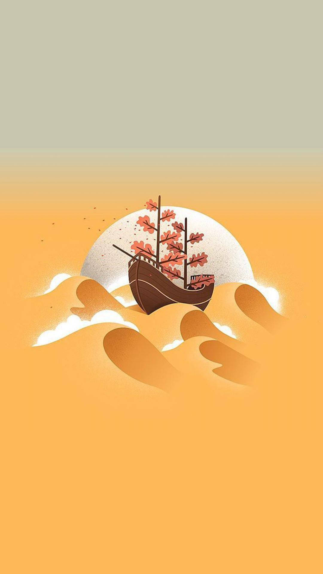 Fall Aesthetic Ship Minimalist iPhone Wallpaper