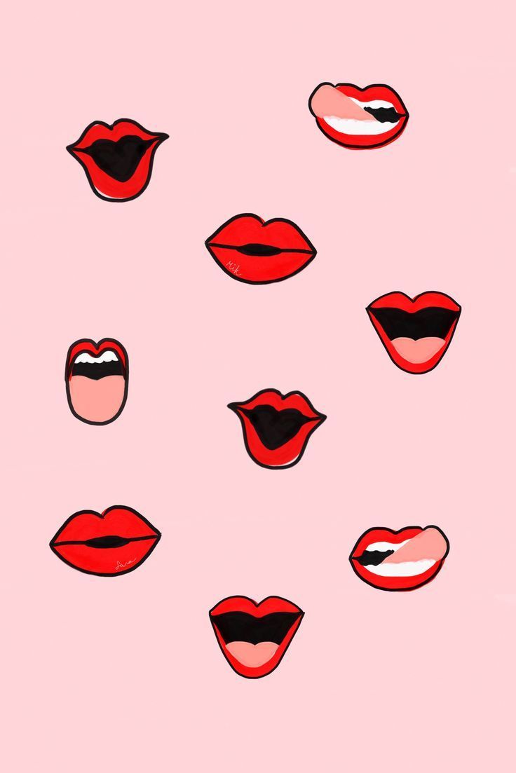 Red Lip Graphic Style With Image Background HD Wallpaper