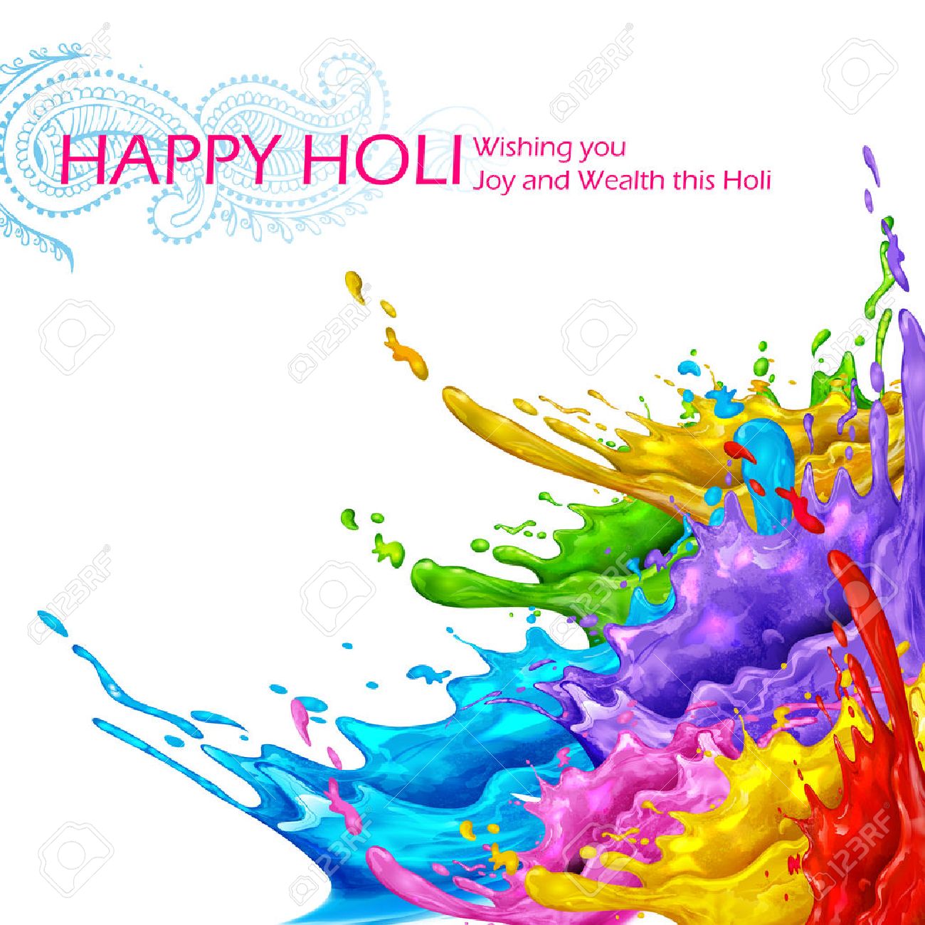 Illustration Of Colorful Splash In Happy Holi Background Royalty