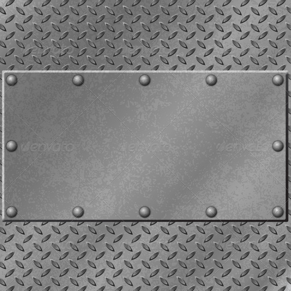 Metal Background With Tread Plate And Rivets Fully Editable