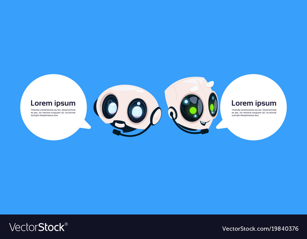 Robot Chatter Bot Or Chatbot On Blue Background Vector Image