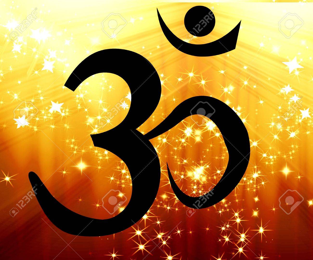 Om Aum Symbol On A Glitter Background Stock Photo Picture And
