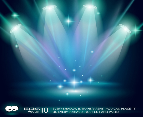 Set Of Stage With Spotlight Vector Background Over Millions
