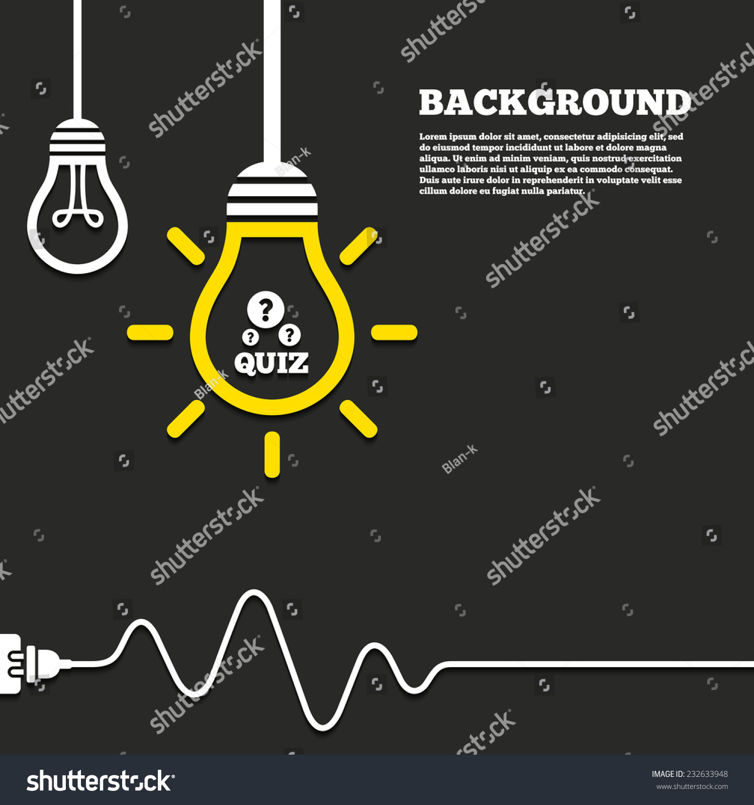 Idea Lamp Electric Plug Background Quiz Stock Vector