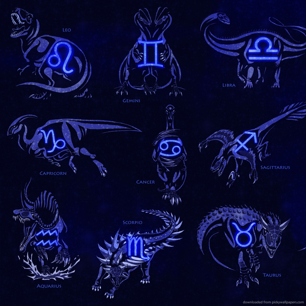 Zodiac Art Dinosaur Signs Wallpaper For iPad