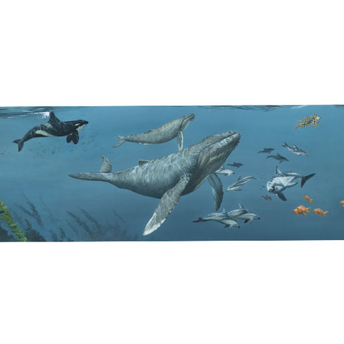 Deep Sea Whales Mural Style Wallpaper Border Wayfair