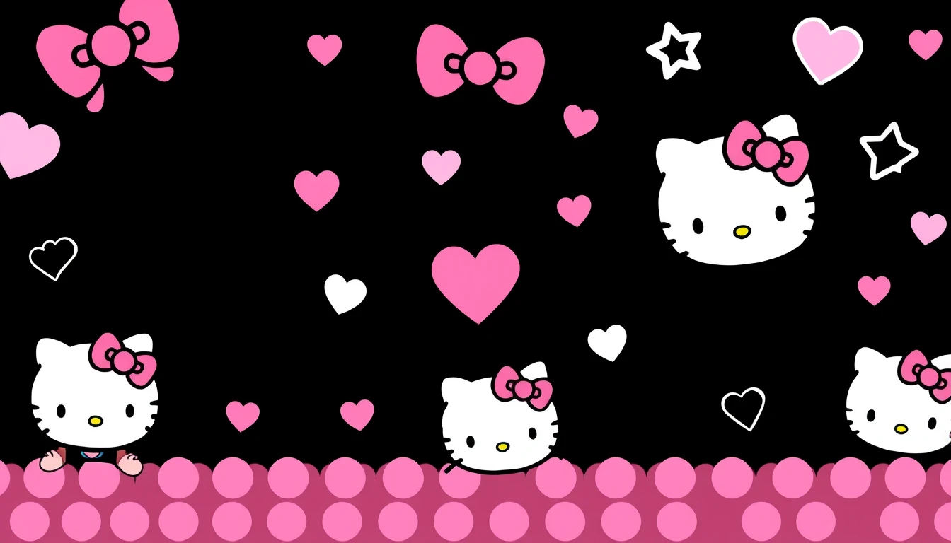 Hello Kitty Black And Pink Wallpaper