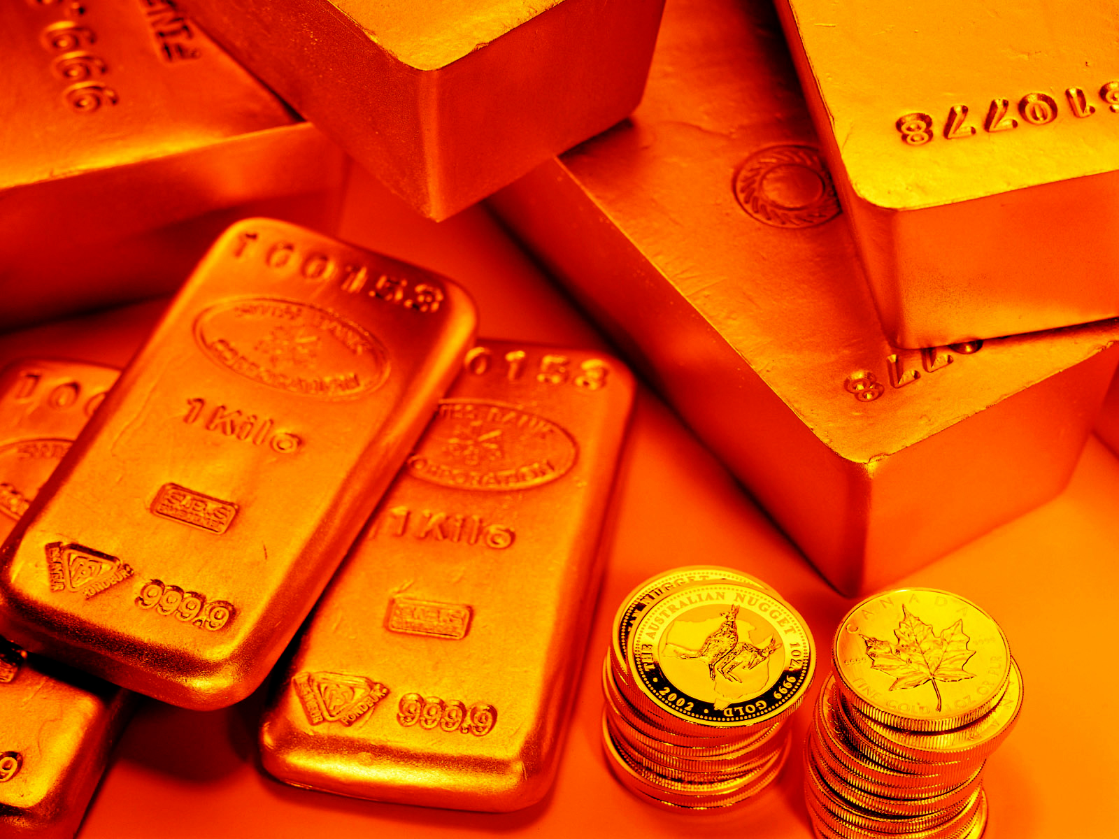 Gold Bars And Coins HD Wallpaper Stock Photos