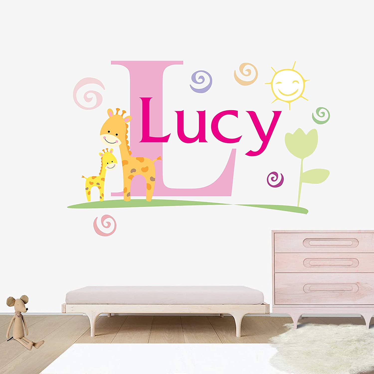 Amazon Personalized Name Wall Decal Cute Giraffes