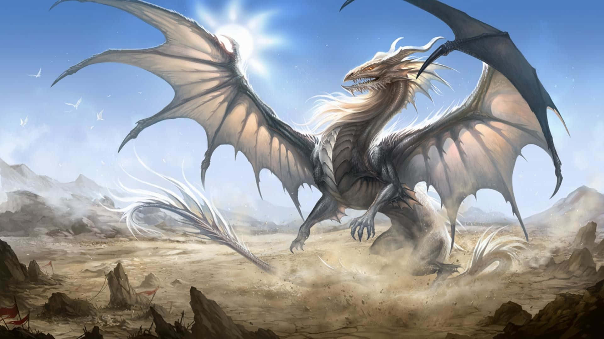Beautiful Dragon Background Fantasy Is Sitting On Rock HD Wallpaper