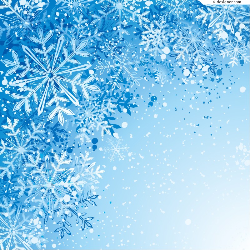 Designer Blue Flying Snowflake Background Vector Material