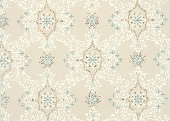1950s Vintage Wallpaper   Blue and White Geometirc with Metallic Gold 570x407