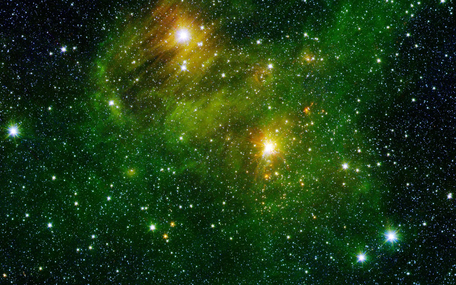 Green Space Stars Wallpaper