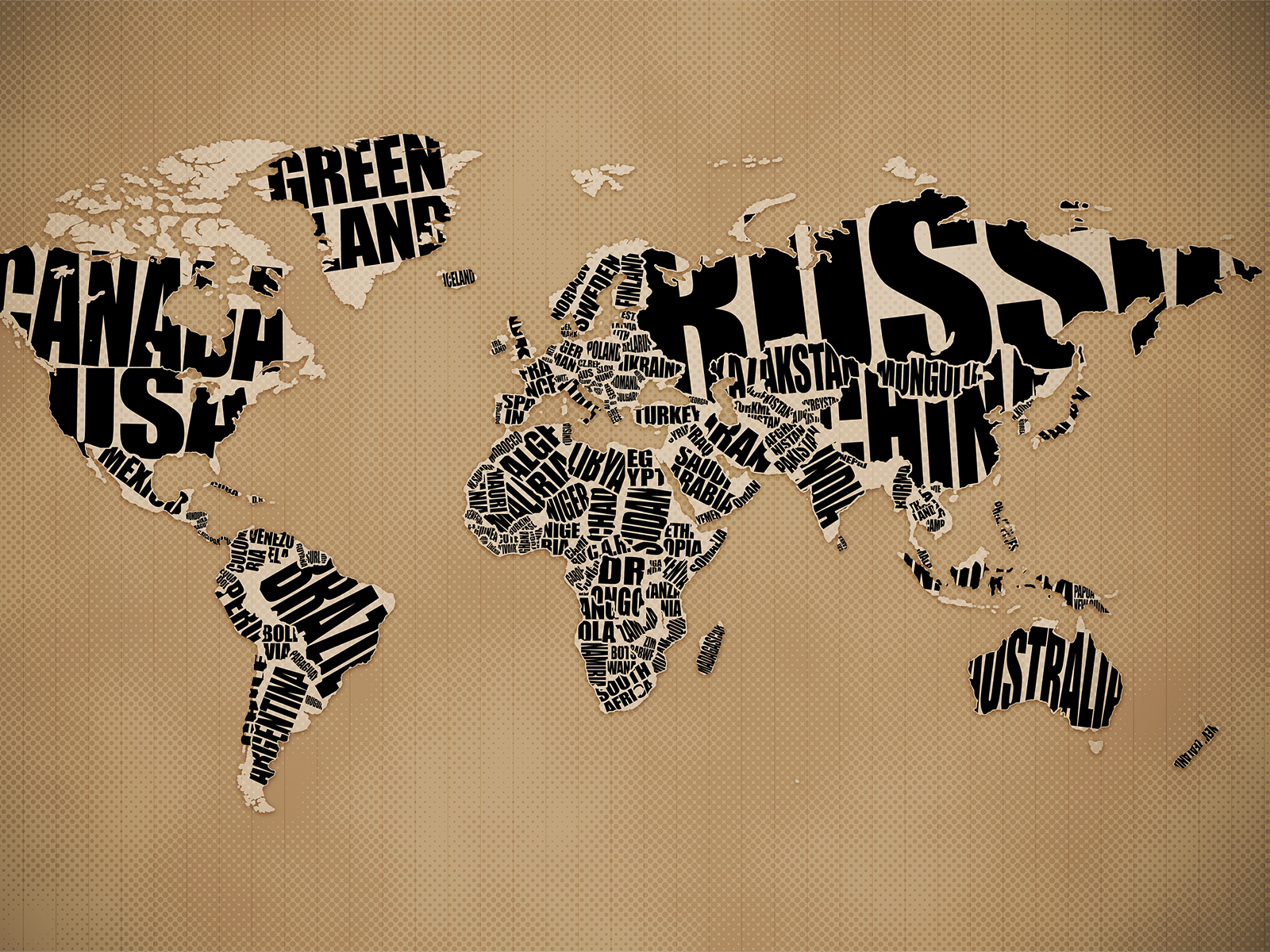 Typographic World Map Desktop Wallpaper Vlad Studio Kelsos
