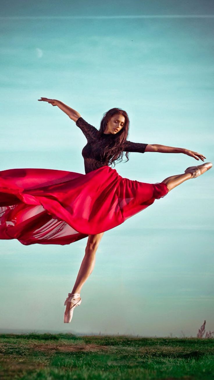 Ballet Dancer Red Dress iPhone Wallpaper