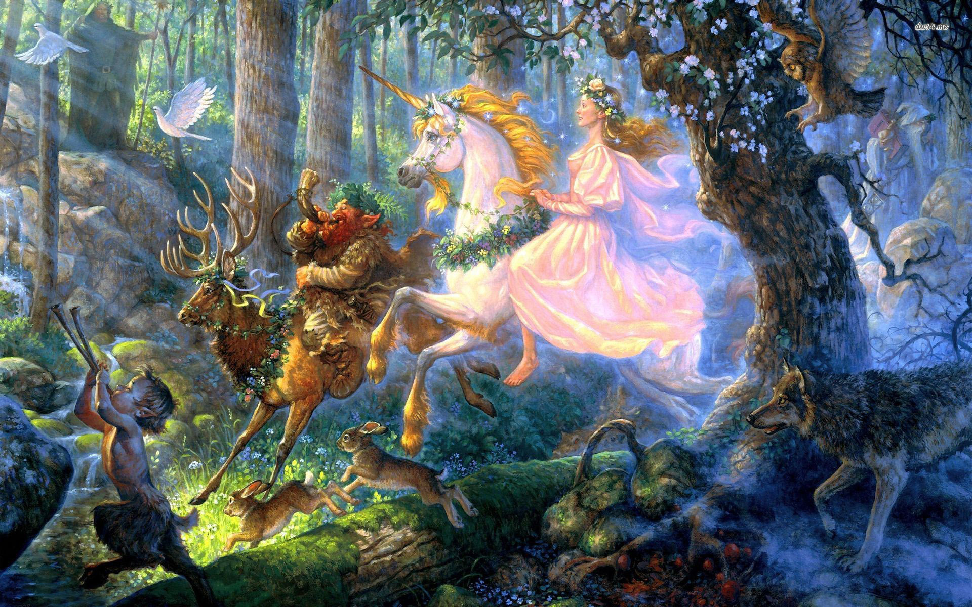 Fairy On A Unicorn Wallpaper Fantasy