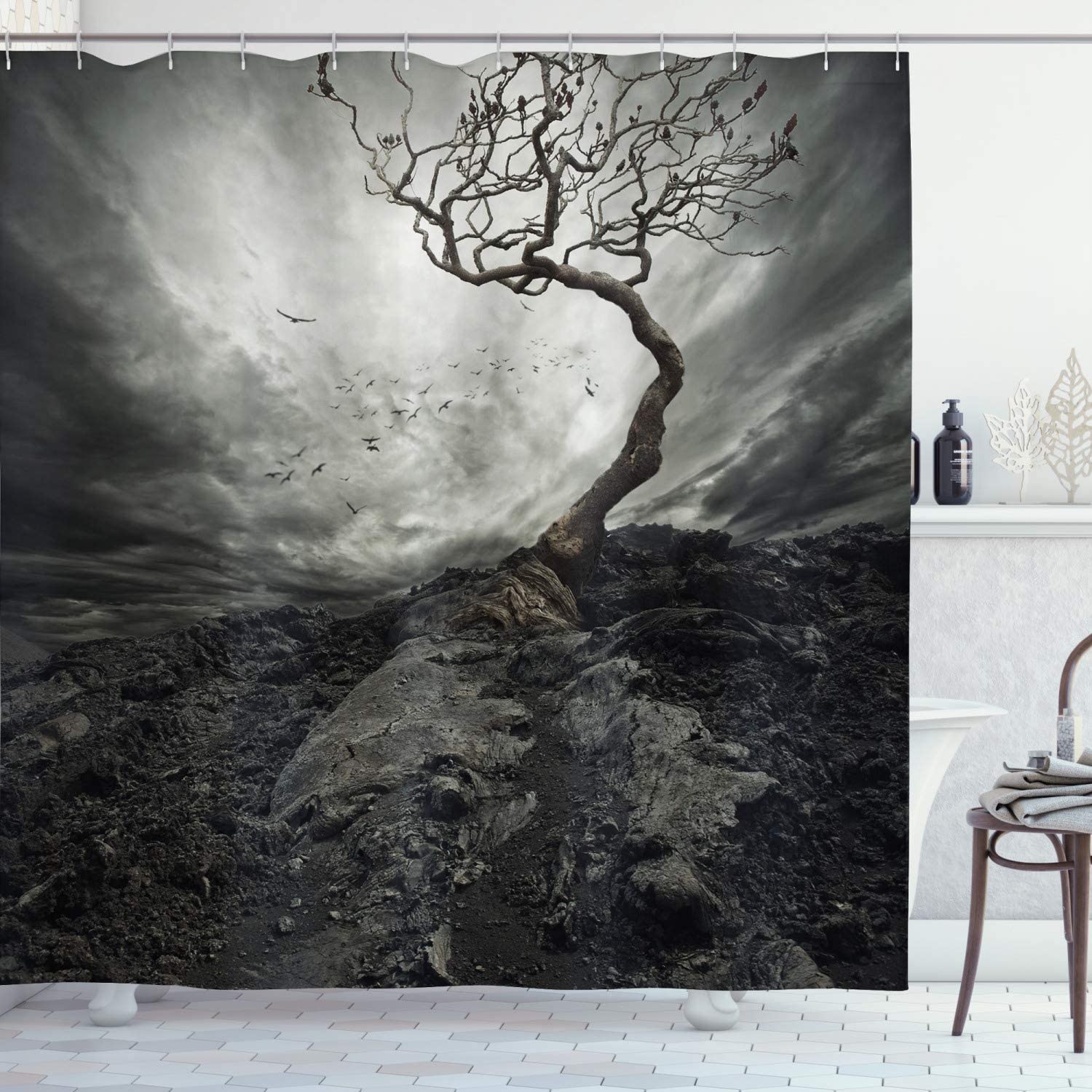 Amazon Ambesonne Horror House Shower Curtain Black And White