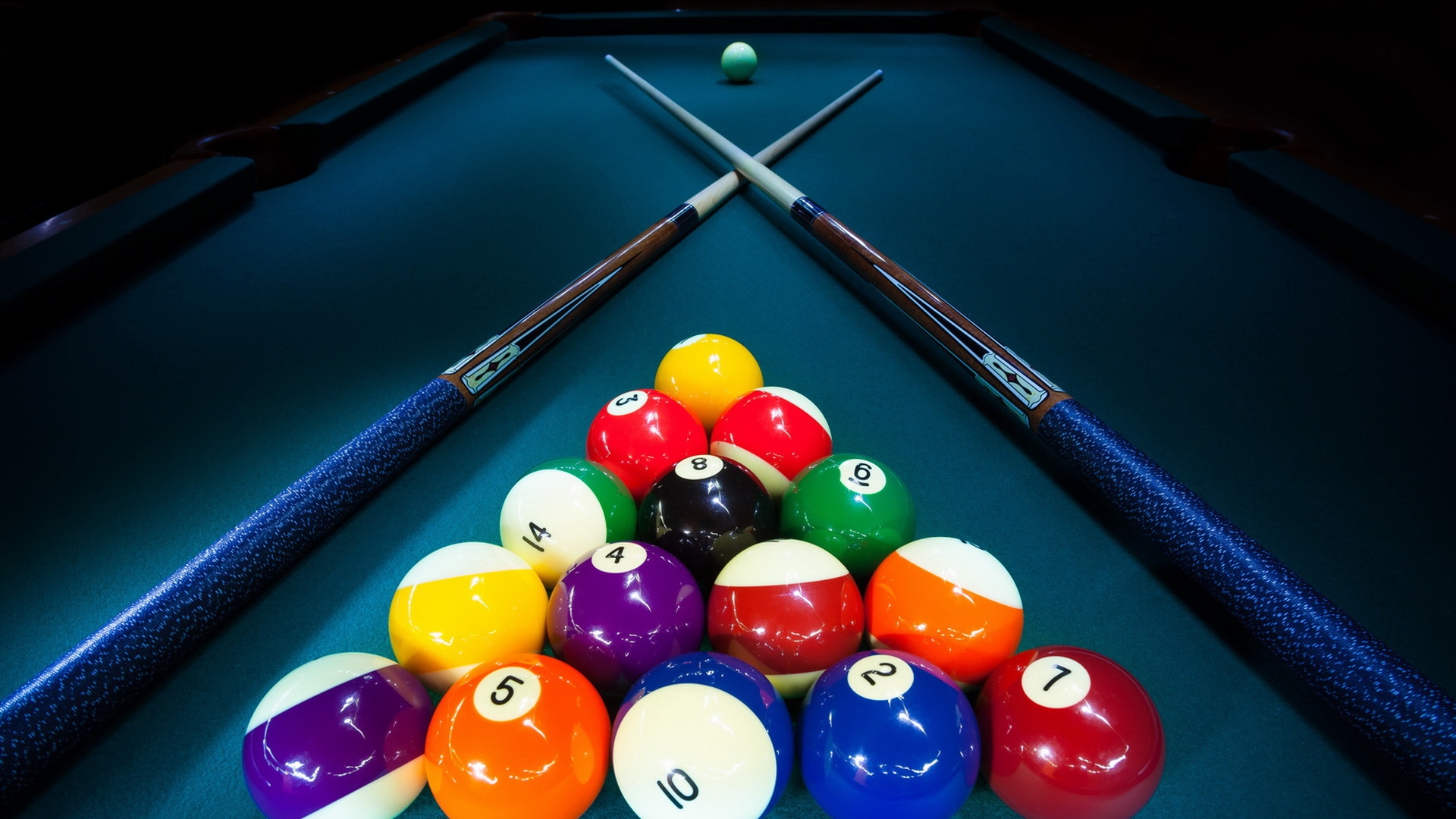 Pool Table Cues Billiard Balls HD Wallpaper