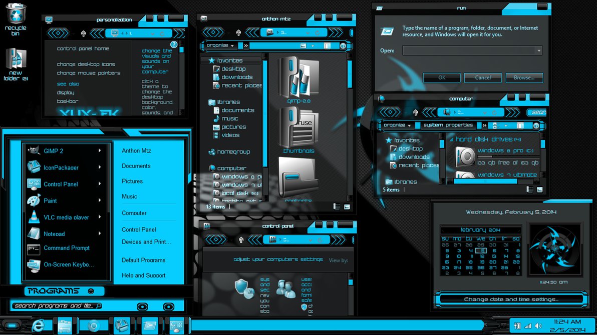 Windows Theme Xux Ek Blue By Newthemes