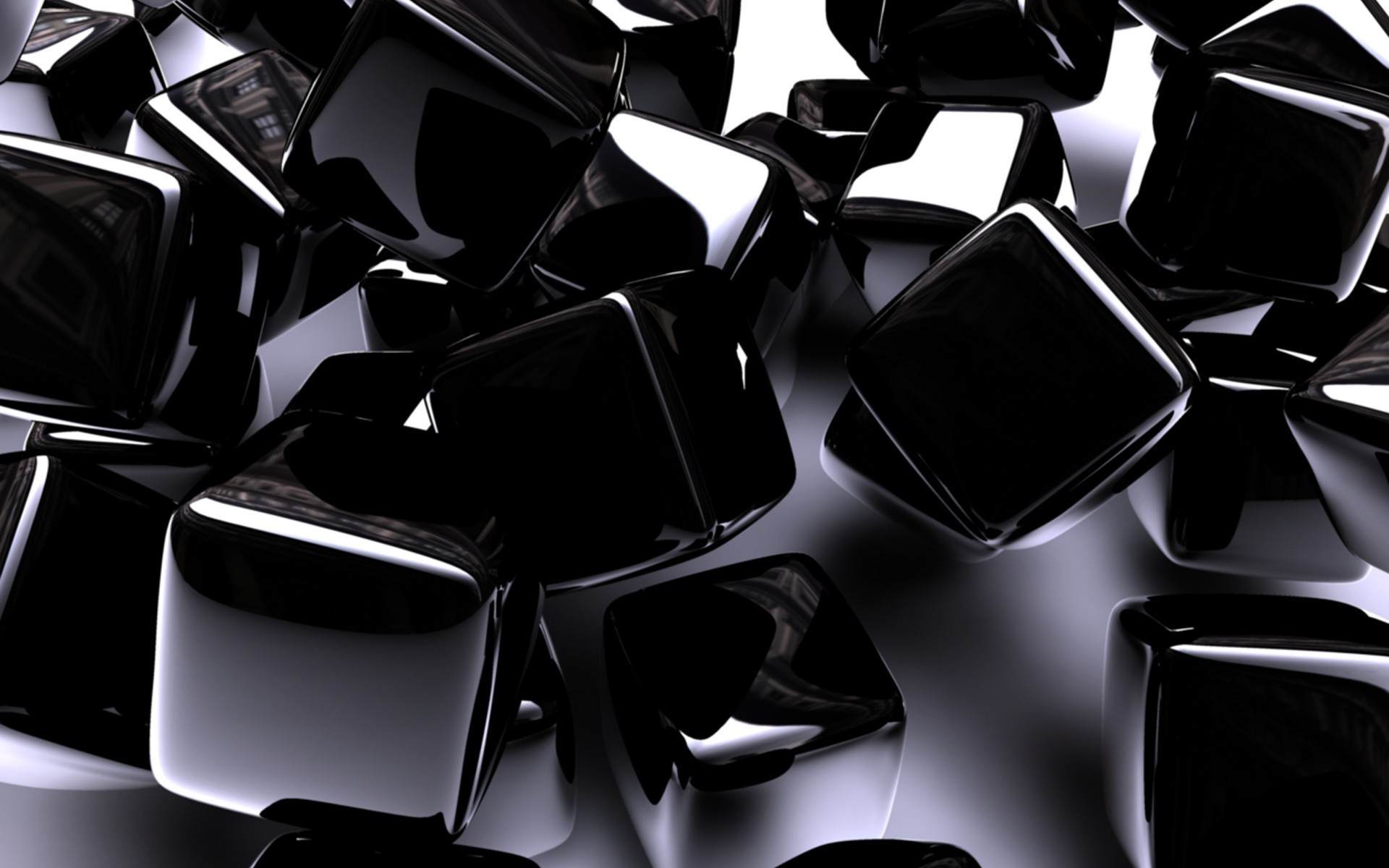 Shiny Black Cubes Wallpaper