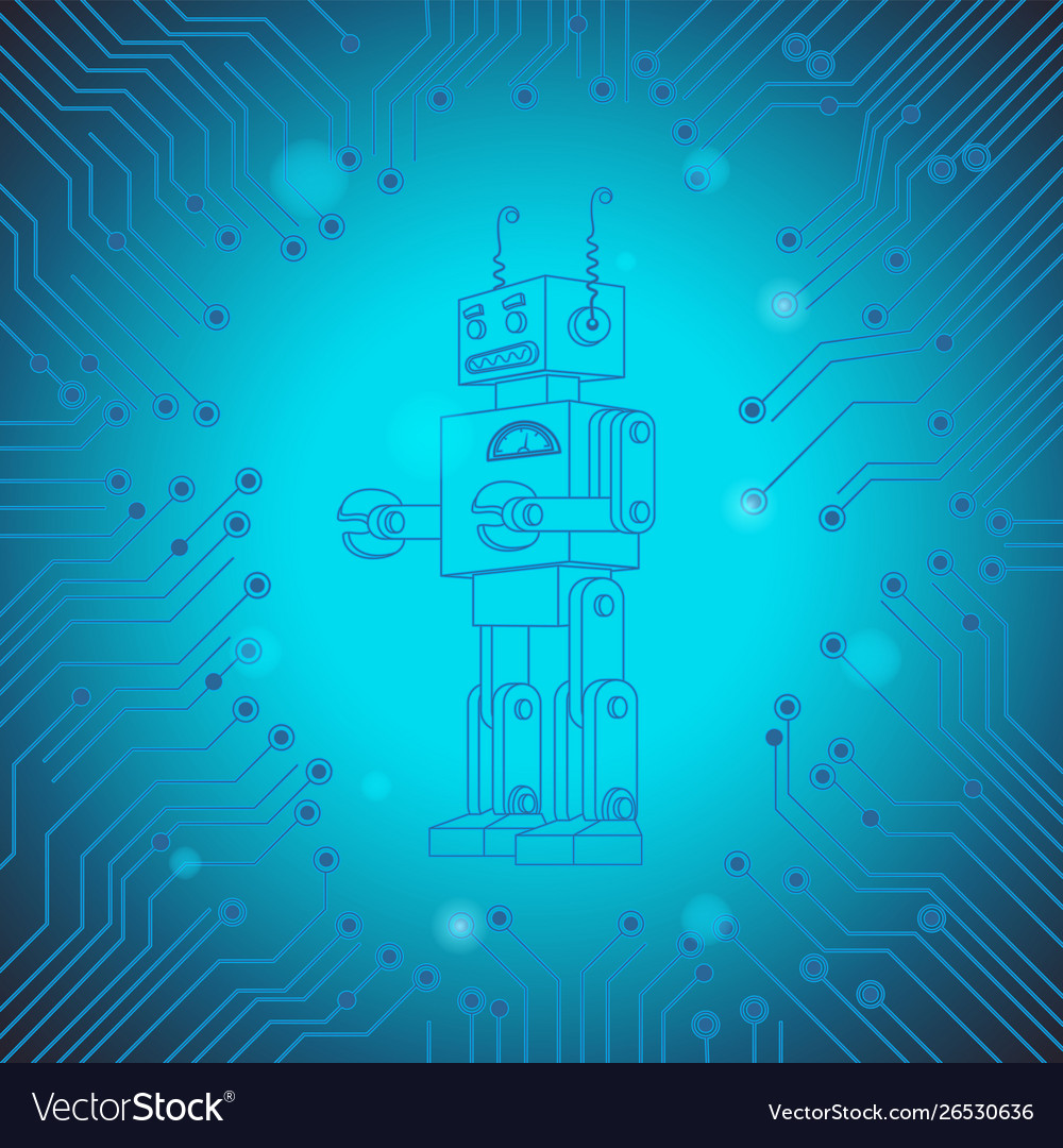 Abstract Background Old Robot Chip Artificial Vector Image