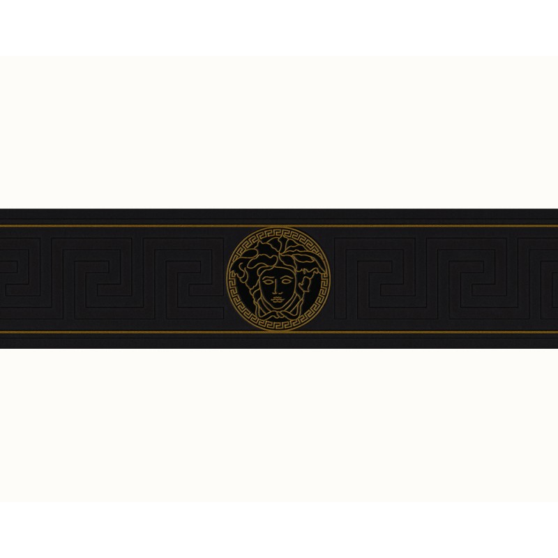Versace Home Greek Key Black and Gold Luxury Wallpaper Border by AS