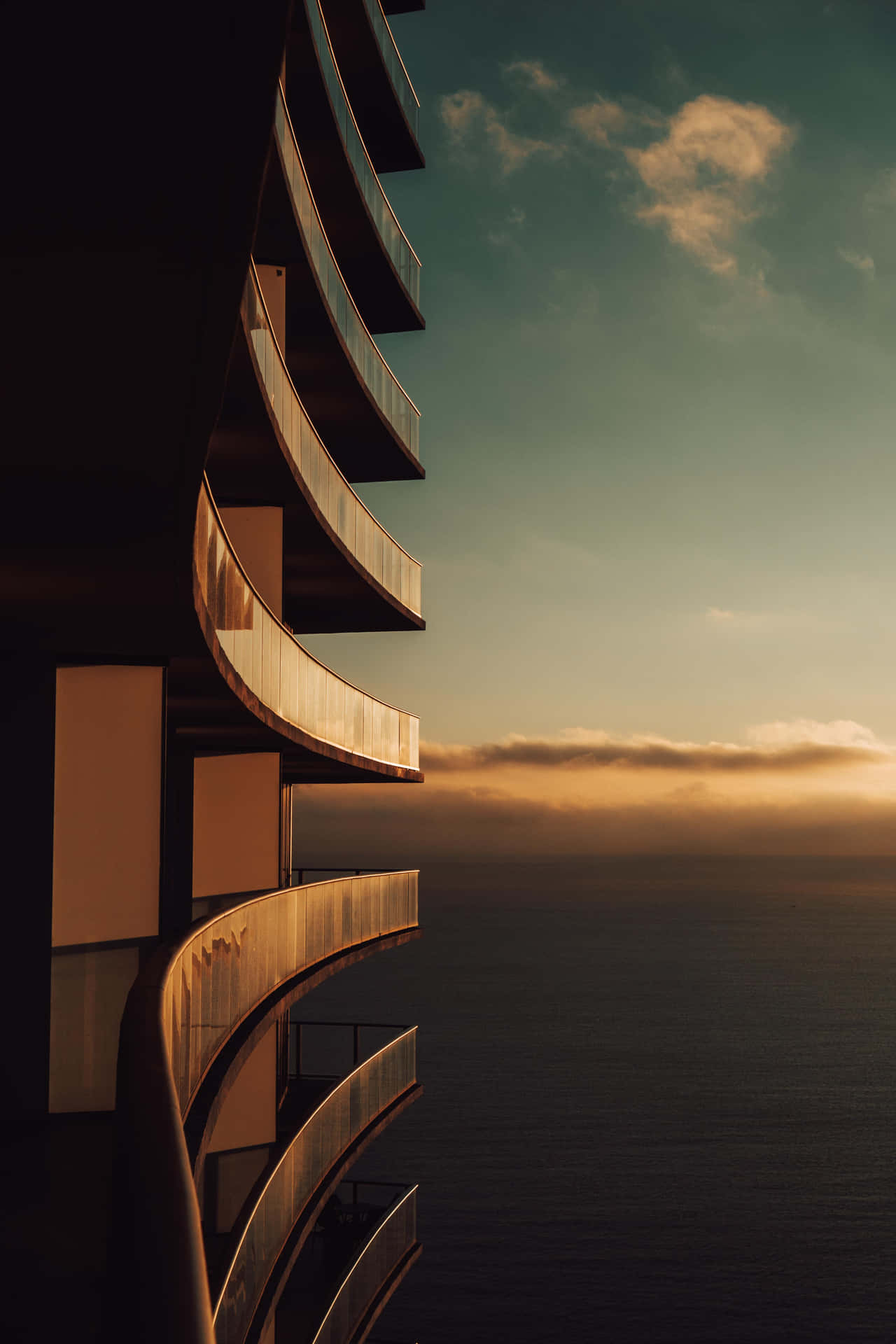 Oceanfront Structure With Dope Balconies Wallpaper