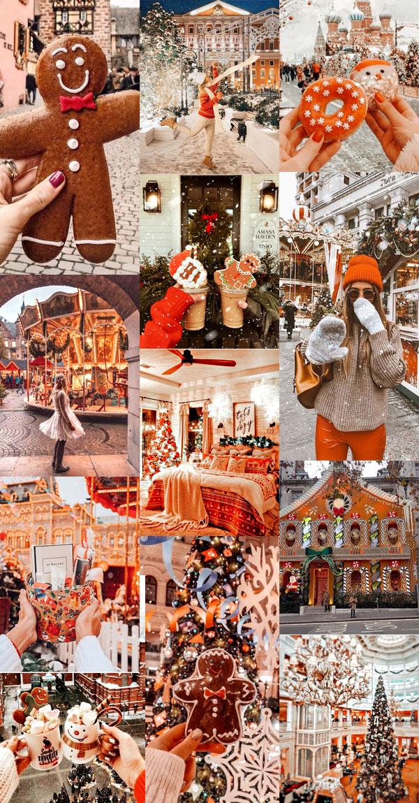  Christmas Collage Aesthetic Ideas Brown Orange Collage