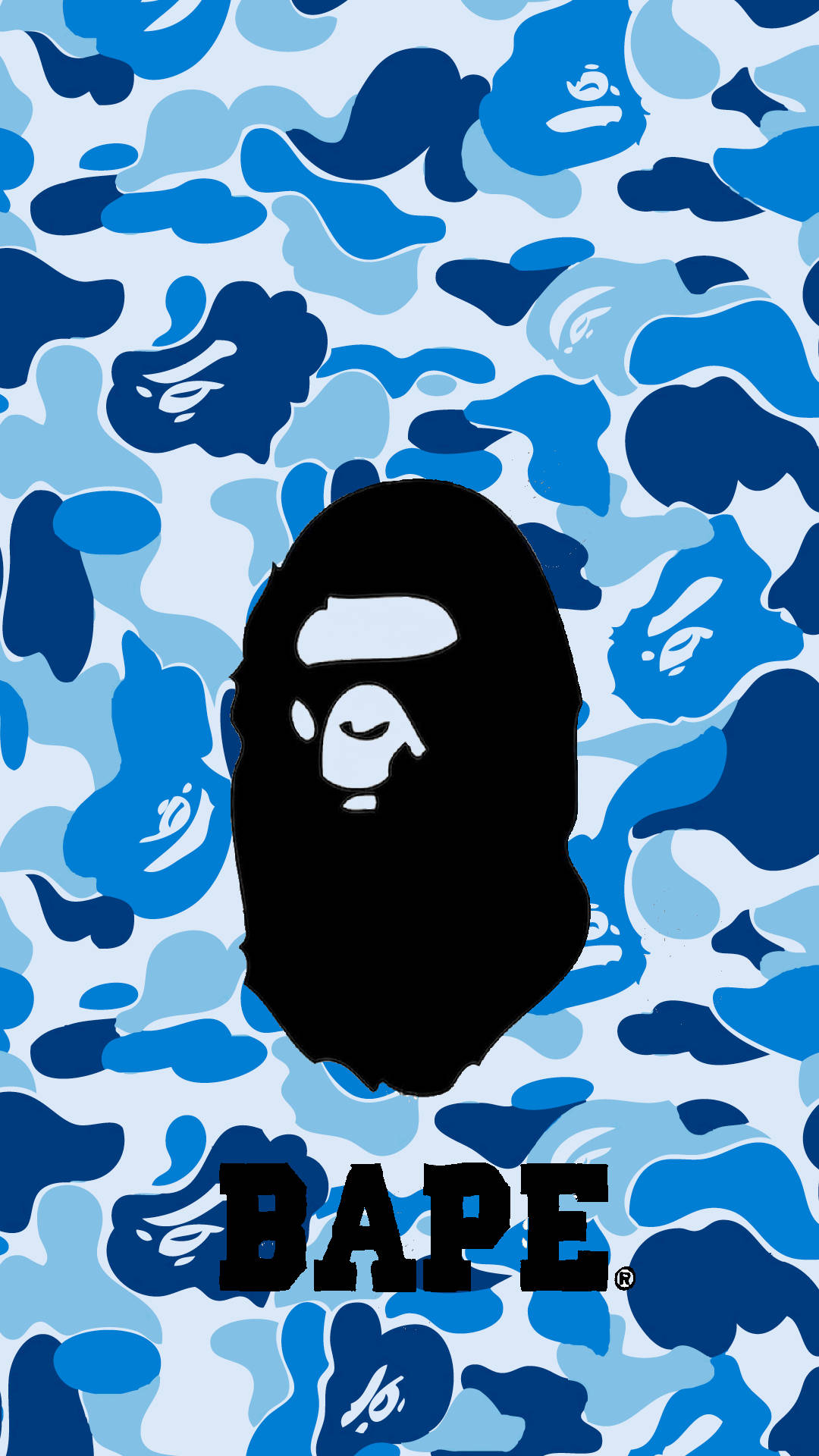 Bape Brand Logo On Blue Camouflage 3xfmkhpo35rd5tn2 Wallpaper