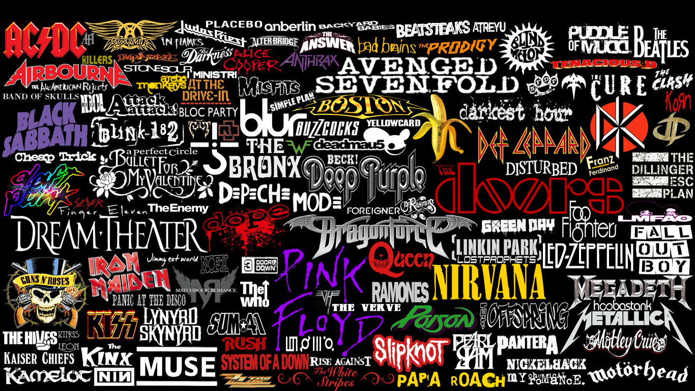 Kinda Rock Bands Logos Collage By Superbrogio