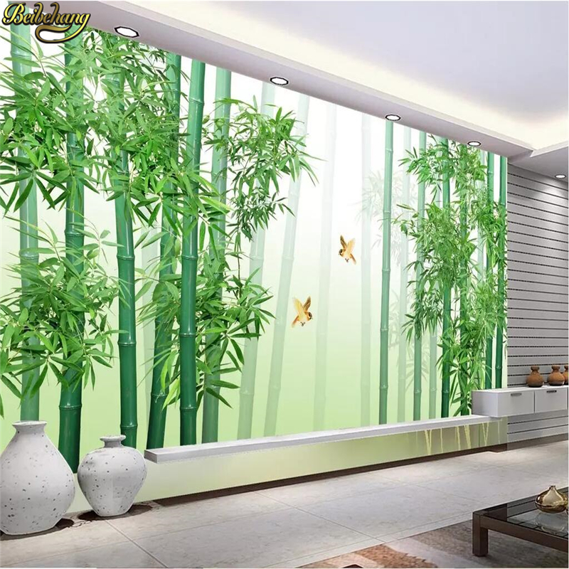 Beibehang Custom Wallpaper Mural Fresh Bamboo Forest Green Simple