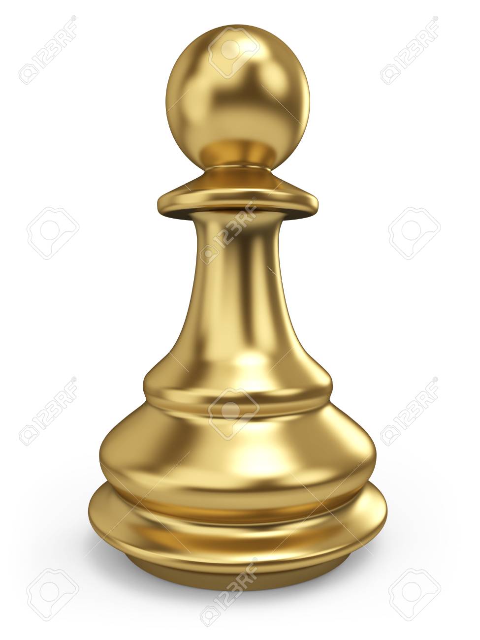 Single Gold Chess Pawn Isolated On White Background 3d Rendering