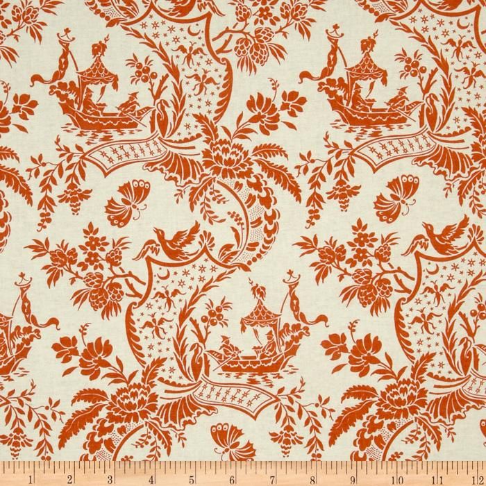 Chinoiserie Toile Orange Living And Dining Room Ideas