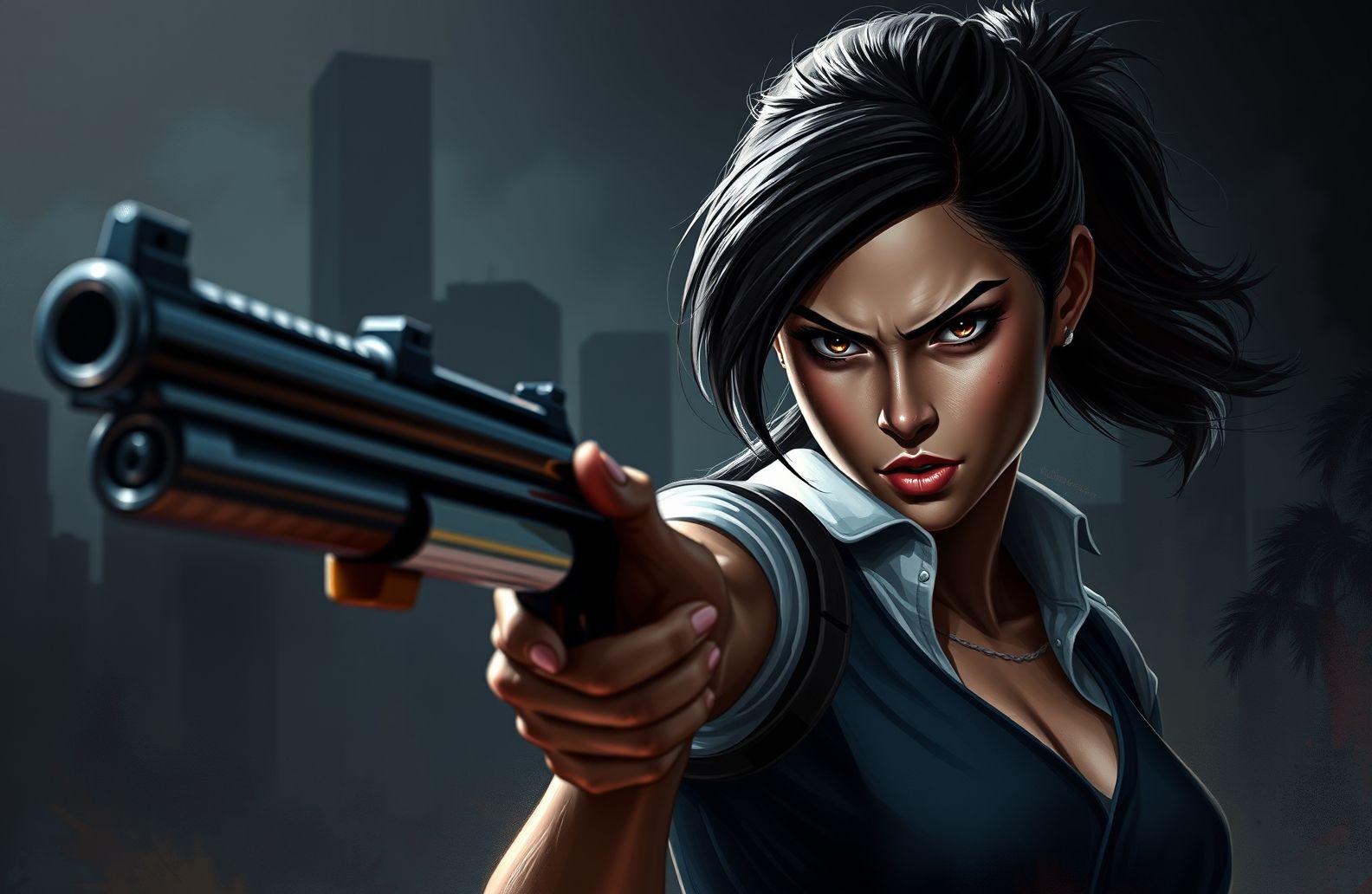 Girl With Gun Wallpaper