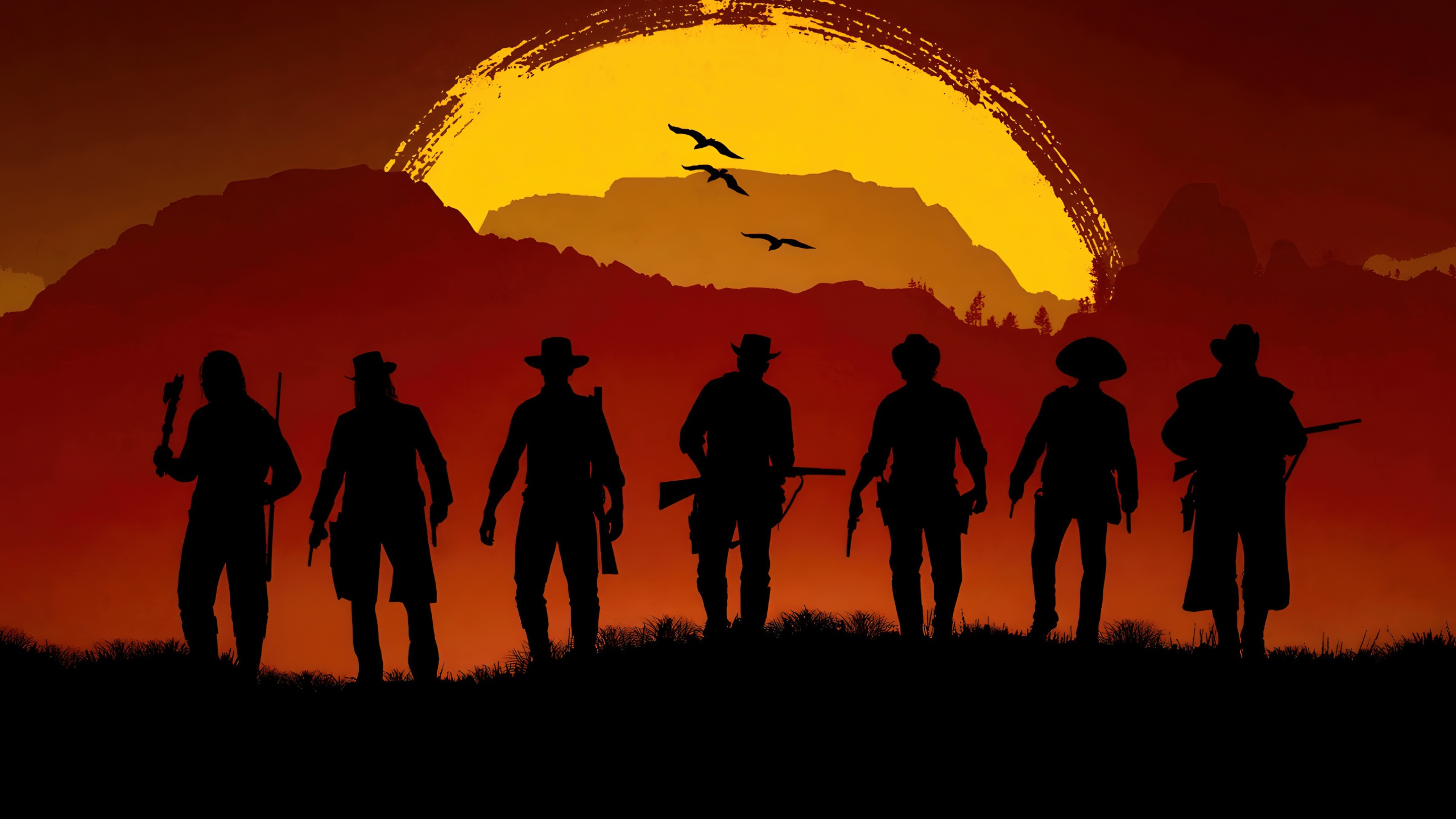 Red Dead Redemption Wallpaper 4k Gang Silhouette