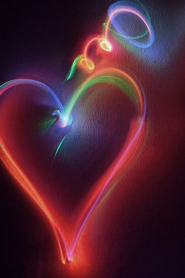 Neon Heart iPhone HD Wallpaper