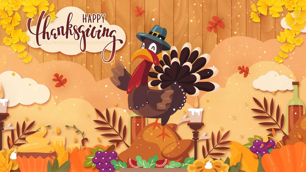Happy Thanksgiving Greeting Desktop Wallpaper By Ryushurei On