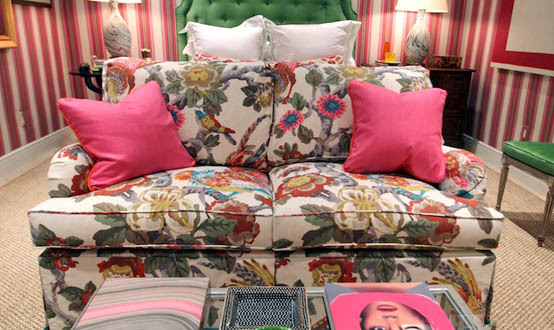 Lee Jofa Bird Fabric Pink Bedroom Interior Decor